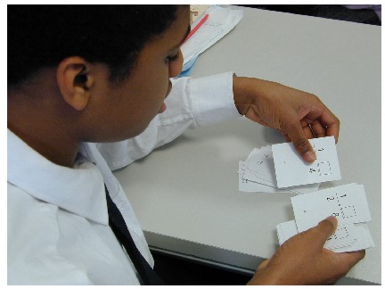 flashcards body parts. student using flash cards